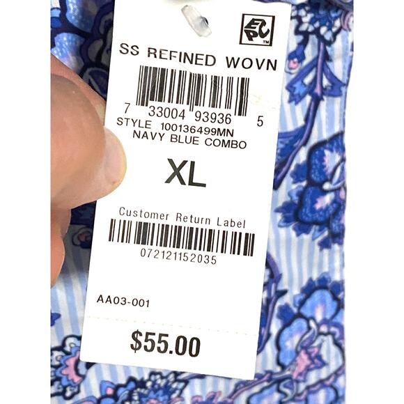 Club Room Paisley Blue Pink Button Shirt Coastal Preppy Beachy Summer Men XL NWT - Picture 6 of 9